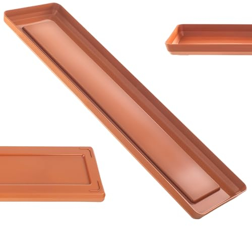 KADAX Soucoupe de pot de fleurs, soucoupe rectangulaire en plastique pour pots de fleurs et jardinières (rouge brique, 50 cm)