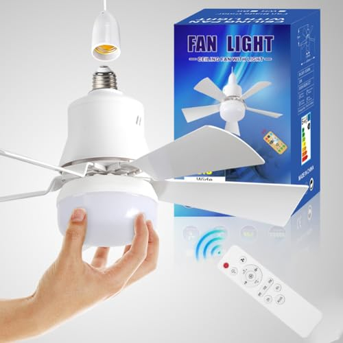 Umikk Ventilatore da soffitto con luce a LED e telecomando, lampada da soffitto, dimmerabile, con ventilatore e telecomando, per soggiorno, camera da letto