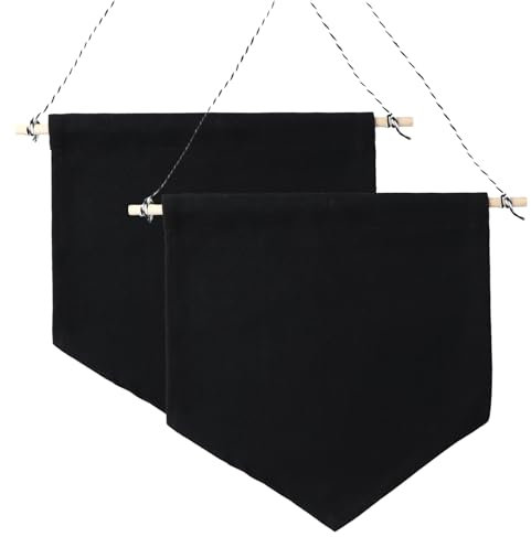 2 Piezas Bandera de Exhibición de Insignia, Colgante Decorativo De Lona Banderín, Pin Insignia Display Banner, Banderines de Tela Banderín para el hogar Fiesta Festival Decoración (Negro)