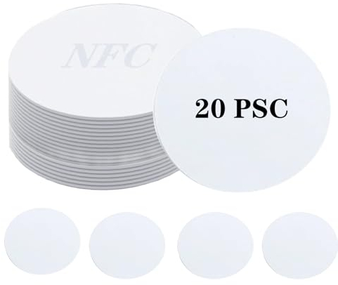 DeJivsin 20 Stück NFC Tags, NTAG215, Wiederbeschreibbar NTAG215, Blanko Weiß NFC Karten NFC Aufkleber 25mm, NFC Sticker,Telefon mit NFC-Fähigkeit, Einfach für Progarm Lesen Geschrieben