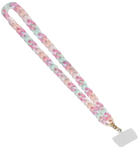 IOURVYA Handy-Kette Perlen, Universal Handykette, Handyband zum Umhängen mit 2 Weißen Einsätzen, Bunte Perlen Handy-Anhänger Halsband Kompatibel mit den Meisten Smartphones (Transparente Pastellfarbe)