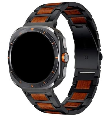 Metallarmband for Samsung Galaxy Watch Ultra 47 mm, Sport-Edelstahl-Holzarmband, Armband for Galaxy Watch 7 Ultra-Gürtel(Black)