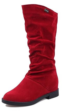 Stivali Invernali Donna Pelle Caldo Curvy Anfibi Vintage Sopra il Ginocchio Elasticizzati Stivali Cowboy Western Boots con Tacco Camoscio Morbidi Stivaletti Stivali Alti Larghi Sexy Natale Regali