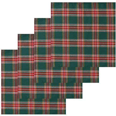 Ericetion 4 Stück Weihnachtliche Schottische Karierte Stoffservietten, Klassische Rot-grün Karierte Abendessenservietten Für Die Weihnachtsfeiertags-tischdekoration