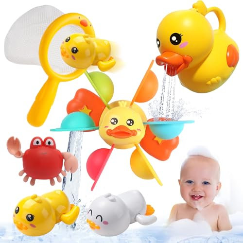 Komicea Badewannenspielzeug, Badespielzeug Baby ab 1 2 3 4 Jahr, Wasserspielzeug Kinder, Badewannen Spielzeug Geschenk für Jungen und Mädchen Geburtstag