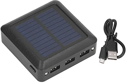 Power Bank Solare 10000mAh con 3 Porte USB, Ricarica Dual Input e LED di Emergenza - Batteria Portatile Compatta per Campeggio, Pesca e Outdoor