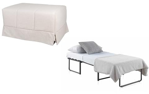 Quality Mobles - Cama Plegable Individual de 90x190 cm Funda Color Arena