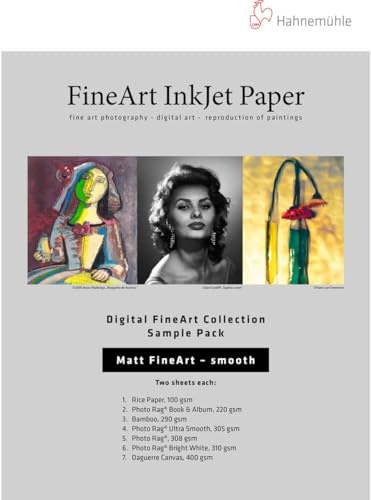 Hahnemuhle FineArt Tintenstrahldrucker-Pack, matt, glatt, 33 x 48,3 cm, 12 Blatt
