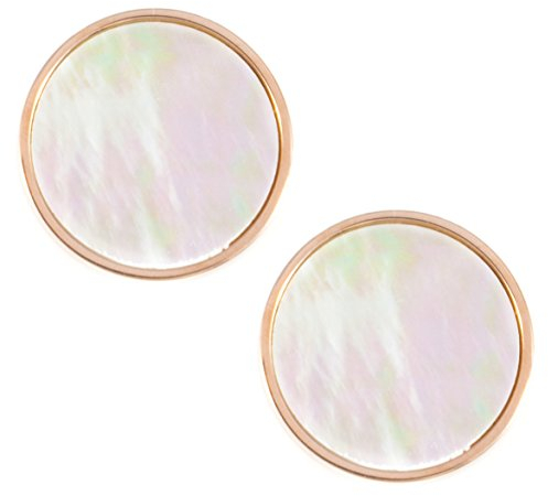 Happiness Boutique Damen Runde Ohrstecker in Rosegold | Kleine Perlmutt Ohrringe Weiß Edelstahlschmuck