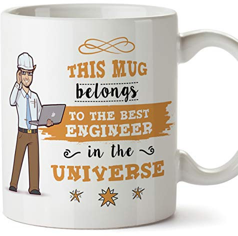 MUGFFINS Engineer Original Mug Cup This Mug Belongs to The Best Engineer in The Universe - 11 oz Ceramic
