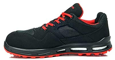 ELTEN Sicherheitsschuhe LAKERS XXT Low ESD S1P, Damen und Herren, Textil, Kunststoffkappe (leichter als Stahlkappe), leicht, sportlich, Schwarz/Rot, Größe: 42