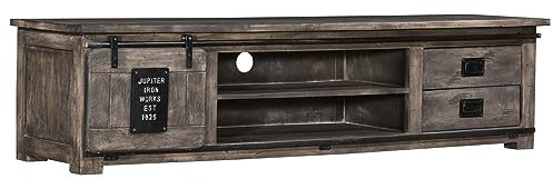 MASSIVMOEBEL24.DE Railway TV-Board 200x55x50 Mango, Farbe:grau lackiert, Größe:200x55x50 cm (BxTxH)