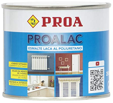 Esmalte Laca al poliuretano Proalac. Negro RAL 9005. 250 ML. Pinta tus muebles de cocina, radiadores, madera o metales con la máxima calidad. Valido para interior y exterior. Proa.