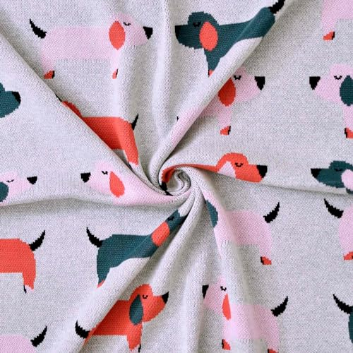 Sevira Kids Babydecke aus Bio-Baumwolle, Dackel, Rosa