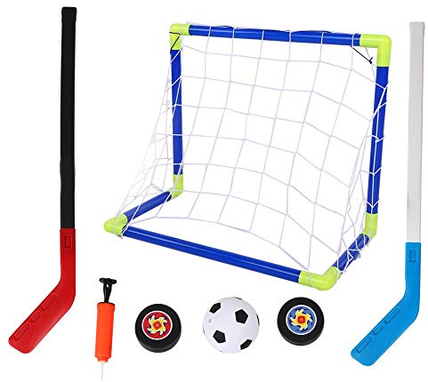 T best Mini Goal Sports Set, 2 in 1 Outdoor Sport Fußball Eishockey Ziel Kit mit Bällen Pump Kid Trainingsspielzeug für Kinder