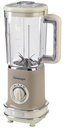 Ariete 568 Vintage-Standmixer, leicht zu verstauen, 500 W, Kanne 1,5 l, Kunststoffbehälter, 6 Klingen aus Edelstahl, 2 Geschwindigkeitsstufen, Pulse, Doppelsicherheit, Beige