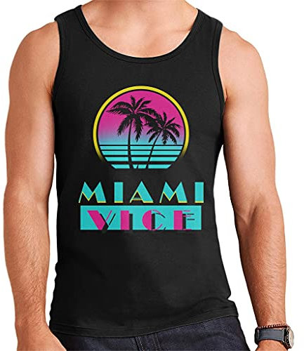 Miami Vice Vaporwave Palm Trees Men's Vest Black