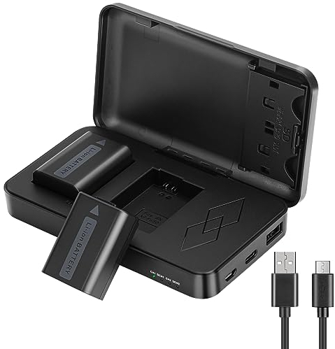 JYJZPB NP-FW50 Batterie de Rechange et A7 II Chargeur pour Sony Alpha A6000 A6400 A6500 A6300 A6100 A7II ZV-E10 A7 A7RII A7SII A7S A7S2 A7R A7R2 A5100