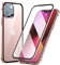 MIMGOAL Case for iPhone 13 Mini, Magnetic Metal Bumper 360 Degree Full Body Protective Case with Front and Back Transparent Tempered Glass Crystal Clear Cover for iPhone 13 Mini 5.4, Pink