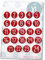 GLITZER Bügelbild Adventkalender Zahlen Kreis zum Aufbügeln 3 cm 1-24 Aufbügler Applikationen Bügelsticker für Stoffe Textilien Kinder zum Aufbügeln Flicken, Farbe:Glitzer rot