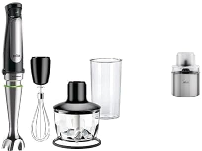 Braun MultiQuick 7 MQ 7035X Stabmixer - Pürierstab mit abnehmbarem Edelstahl, ActiveBlade Technologie, inkl. 3-teiliges Zubehör Set, 1000 W, schwarz & Braun Kaffee- und Gewürzmühlen Aufsatz MQS 270 SI