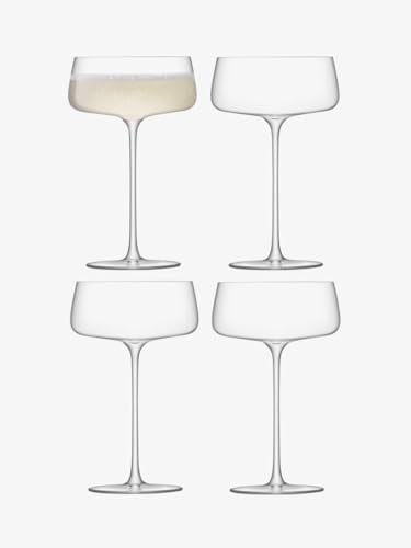 LSA International Metropolitan Champagne Saucer 300ml Clear | Set of 4 | Dishwasher Safe | MW06