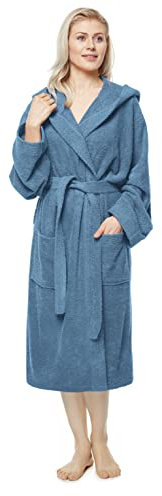 Arus Peignoir de bain, longueur mollet, taille femme: M, taille unisexe: S-M, Bleu Océan