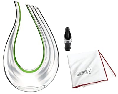 RIEDEL Amadeo Performance Dekanter Bundle mit großem Mikrofaser-Poliertuch und Weinausgießer mit Stopper (3 Stück)