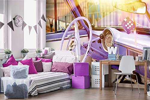 Non-woven photo wallpaper PURPLE VINTAGE INTERIOR 375 x 250 cm (incl. paste) - non-woven wallpaper, wall mural, wall art - wallpaper for living room, bedroom, office, kitchen - ready to install