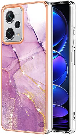 Dedux Funda para Xiaomi Redmi Note 12 Pro+ (Plus) 5G, Carcasa Mármol Protector Elegante Brillante Trasera TPU Suave Fundas para Xiaomi Redmi Note 12 Pro+ (Plus) 5G (Lila Claro)