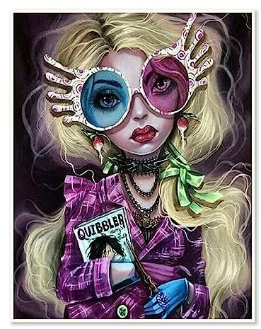 DCIDBEI 30 x 40 CM 5D Diamant-Malerei Damen mit Sonnenbrille, Runde Diamond Painting Frau Gothik für Erwachsene, Schlafzimmer-Büro-Dekoration/Geburtstag Geschenk Mädchen Schwester