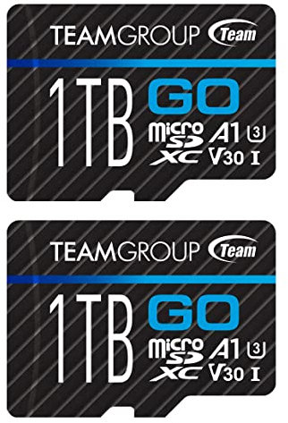 TEAMGROUP Go Card 1TB x 2 Pack Micro SDXC UHS-I U3 V30 4K, R/W fino a 100/90 MB/s per GoPro & Action Camera Scheda di memoria flash ad alta velocità per attività all'aperto, sport, riprese 4K,