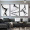 Schwarz Weiß Leinwand Wandkunst, 3er Set Ohne Rahmen Abstrakte Linie, Kunst Wandkunst Leinwand Malerei, Linienkunst Poster Bild für Wohnzimmer Home Decor (50 * 70cm)
