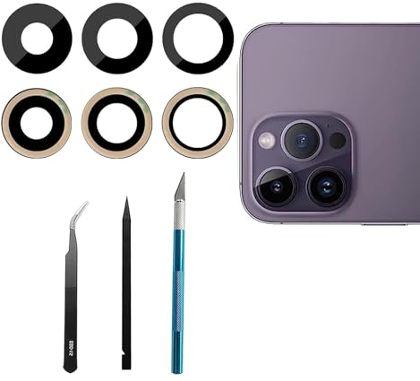 Mingxiong 3Pcs/Set 14 Pro/14 Pro Max Rear Back Camera Glass Lens Replacement for iPhone 14 Pro/iPhone 14 Pro Max Camera Glass Lens Replacement + Repair Tool Kit Set,Anti-Lens Scratch