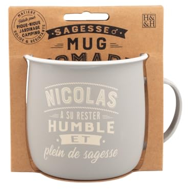 Mug Nomade - Mug à thé et café personnalisé Nicolas - Cadeau pour Homme