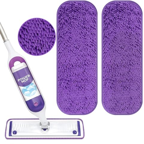 Yicotira Reusable Power Mop Refill Pads for Swiffer Power Mop Starter Kit - Swifter Powermop Pads Refills - Multi-Surface & Wood Mopping Pad Refil for Floor Cleaning - Washable Microfiber Pad, 2 Pack