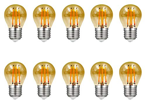 HUAMu E27 LED Vintage Lampe,LED Filament Glühlampen,4W (40W Equivalent),Bernstein Glühen,2700K,E27,Golfball P45/G45, 10 Stück