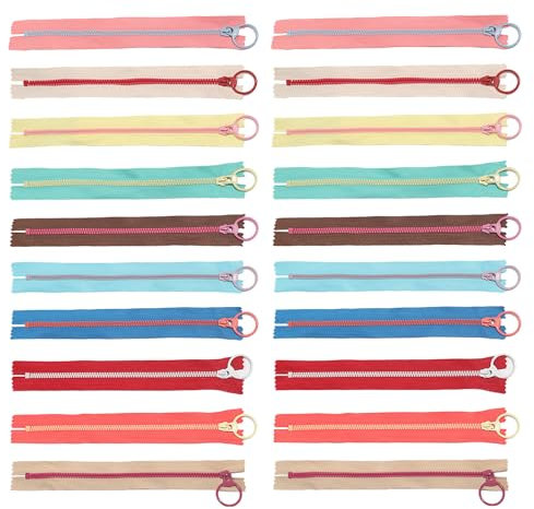 20 Stück Kunstharz-Reißverschlüsse, Bunte Reißverschlüsse, 20-Cm-Reißverschlüsse, Nähzubehör, Bunte Reißverschlüsse Mit Metallzuglaschen, Geeignet Zum Nähen, Basteln, Kleidung, Federmäppchen