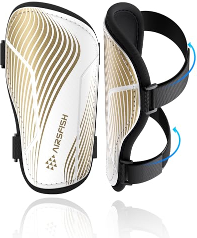 AirsFish Schienbeinschoner Kinder Fussball Zertifiziert Leichte,Langlebige,rutschfeste mit Verstellbaren Riemen,Hochfeste Fußball,für Jungen und Mädchen