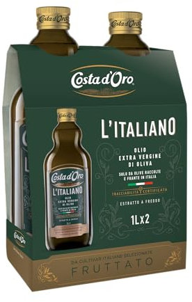 Costa d’Oro – Bipack Italiano 2x1 LT. Olio extravergine di oliva estratto a freddo da olive 100% italiane.