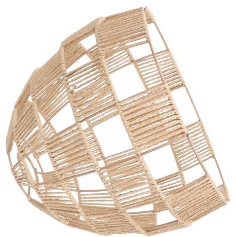 HEMOTON Arredamento Plafoniera Arredamento in Rattan Cesto Lampada a Sospensione Accessori Leggeri Paralume Nero Paralume Intrecciato Rustico Cestino Ferro Da Stiro Stile Cinese