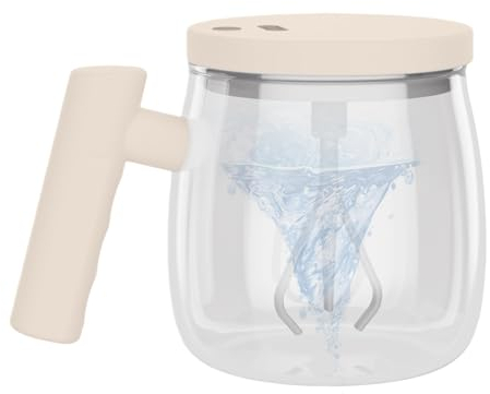 LOVEMETOO 400ML Taza Batidora Automática | Taza Mezcladora Eléctrica | Taza De Automezcla Eléctrica Portátil De Alta Velocidad,Taza Mezcladora Recargable por USB con Asa Y Tapa