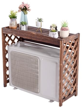 RFXYWHZQ Außen Klimaanlagen Abdeckung Sichtschutz Aus Massivholz Klimaanlage Blumenregal Garten Balkon Klimaanlage Pflanzenlagerregal 4 Paneele Verstecken AC-Leitplanke (Size : L100 X W43 X H94cm)