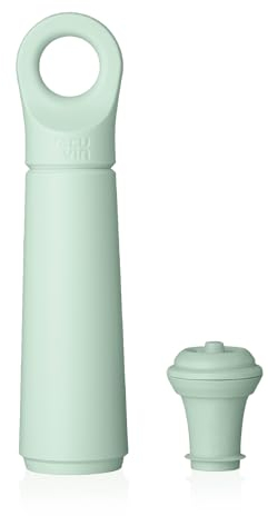 Vacu Vin Wine Saver Loop - Designed and Made in The Netherlands - Vacuum Wine Stopper Keeps Your Wine Fresh for up to 10 Days - Reusable, Made with 98% Recycled Material - 1 Pump, 1 Stopper, Jade
