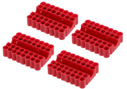 sourcing map 4pcs Plastic Hex Shank Screwdriver Bit Holder Organizer 32 Holes 1/4 Inch Plastic Drill Bits Storage Case for Any 1/4 Hex Shank Metal Driver Bits Use, Red