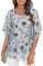 Syphiby Chiffon Tops for Women UK Tops for Women Ladies 3/4 Sleeve Blouse Casual Summer Dressy Tops for Women UK Womens Floaty Tops Ladies Chiffon Tops Summer Fall Wear Chic Party Tops White Grey