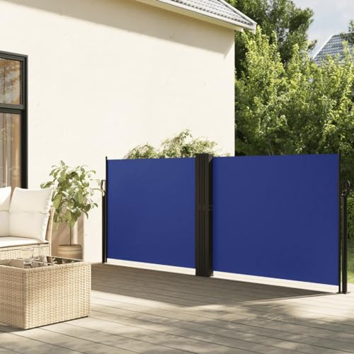 Gecheer Seitenmarkise Ausziehbar Markise Klemmmarkise,Garten-Sichtschutz Sonnenschutz Balkonmarkise Standmarkise Gartenmarkise Terrassenmarkise Gelenkarmmarkise Sonnenmarkise Blau 120x1200 cm