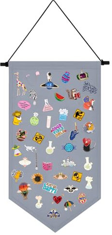 Kunyeah Broschen-Organizer, Aufbewahrungsbox, bunte Leinwand, Pinnwand, Ständer, Emaille, Anstecknadel, Abzeichen, Aufhänger, Banner, Ohrringe, Sammlungshalter – Stifte nicht im Lieferumfang enthalten