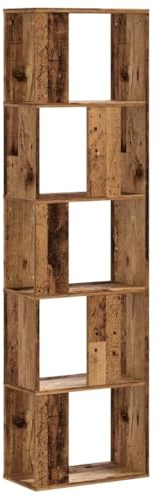 vidaXL Bücherregal, Standregal Regal 5 Böden, Raumteiler Wandregal für Wohnzimmer, Aktenregal Raumtrenner Büroregal, Altholz Holzwerkstoff