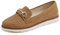 Feversole Comfort Women's Leather Daily Loafer, Pelle da Donna Loafer Giornaliero Driving Flats Flessibile Walking Boat Shoes Pelle Nabuk Cammello con Fibbia Dorata 39